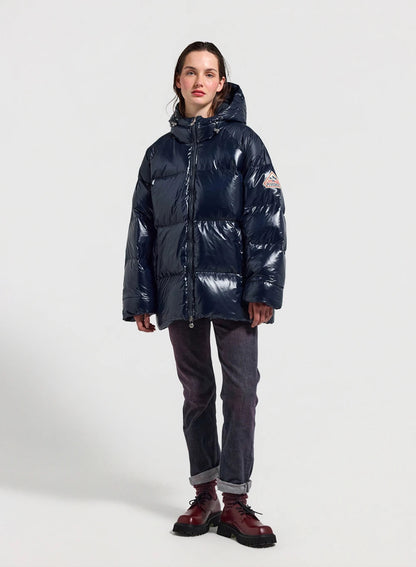 Pyrenex Sten unisex hooded down jacket navy blue