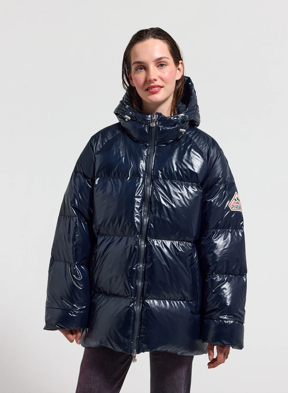 Pyrenex Sten unisex hooded down jacket navy blue