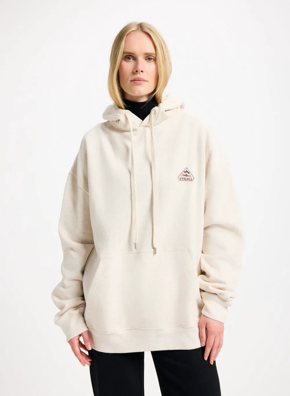 Pyrenex Larcis cream unisex organic cotton hooded sweatshirt
