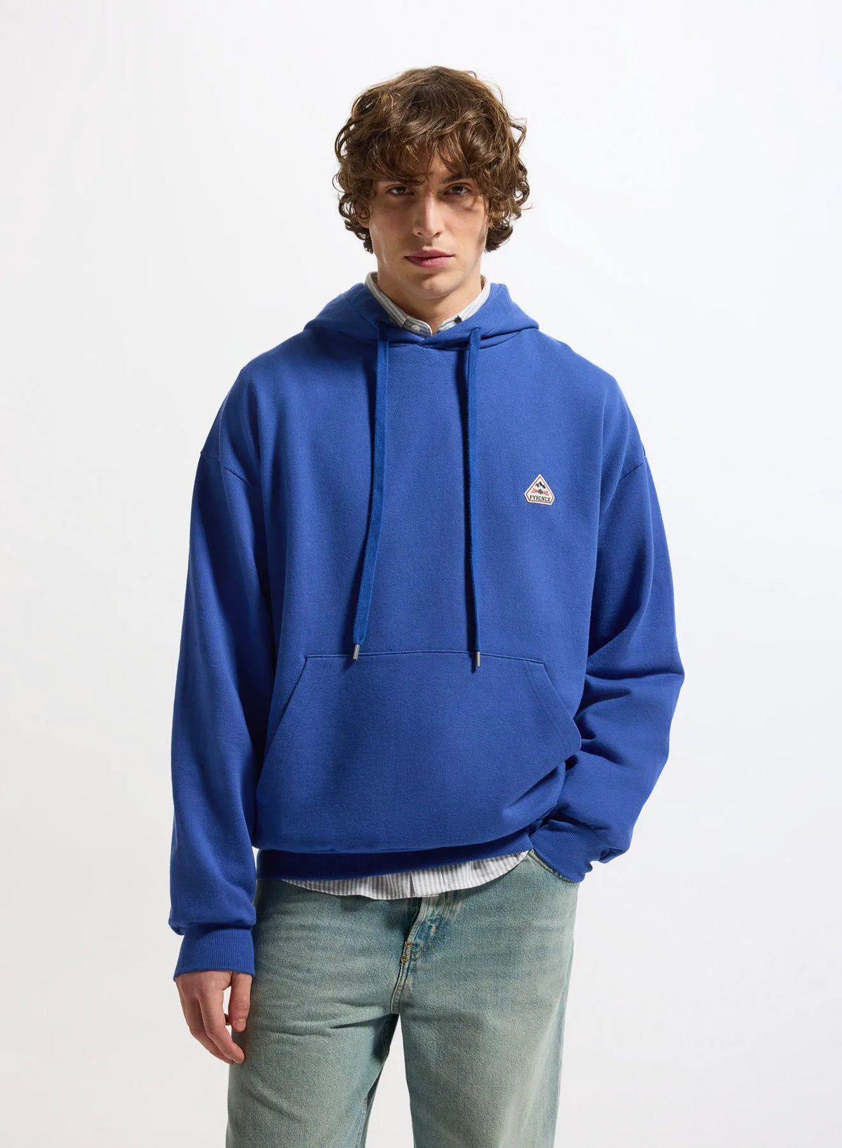 Pyrenex Journey unisex organic cotton hooded sweatshirt in electric blue