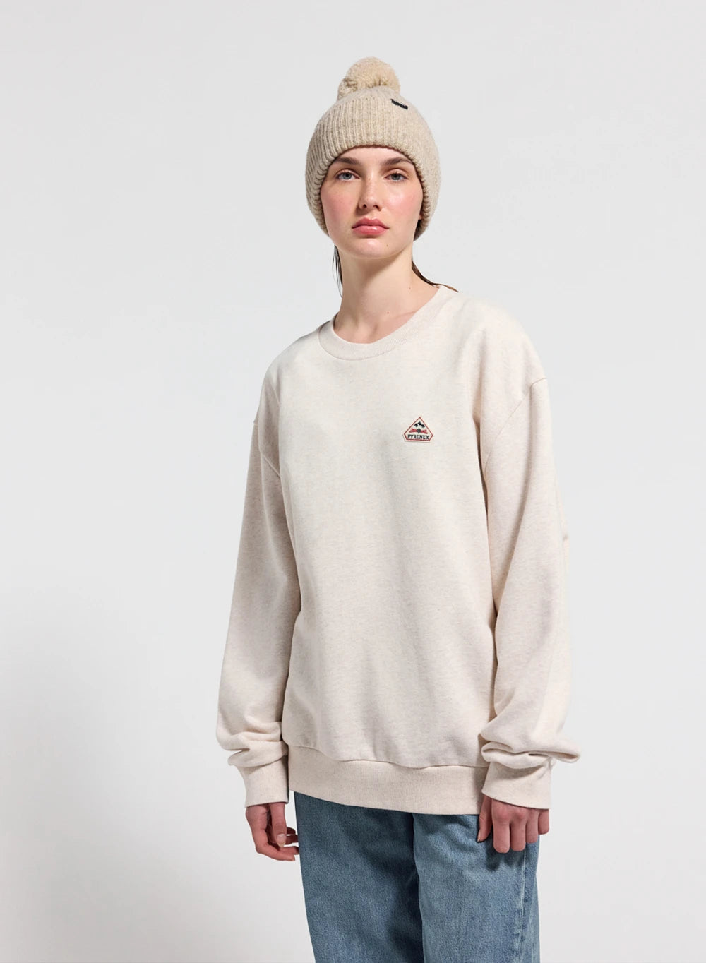 Pyrenex Phase cream unisex round-neck sweatshirt in organic cotton