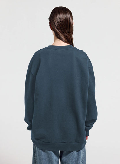 Unisex round-neck organic cotton sweatshirt Pyrenex Phase azure blue