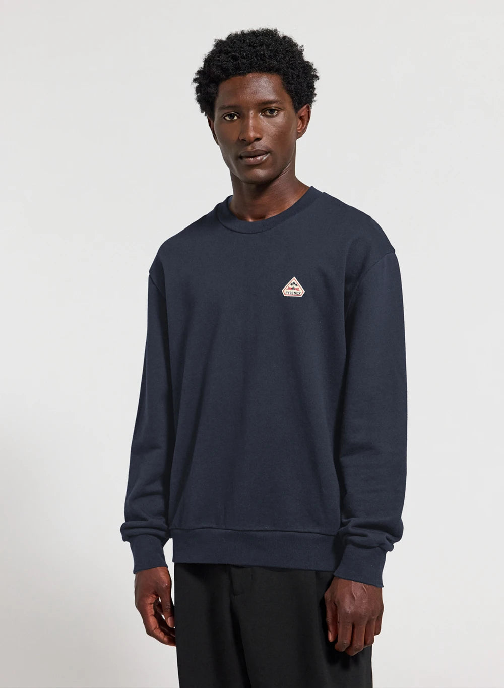 Unisex round-neck organic cotton sweatshirt Pyrenex Phase navy blue