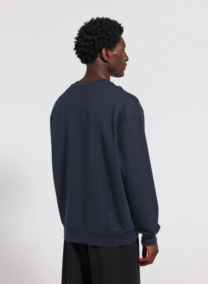 Unisex round-neck organic cotton sweatshirt Pyrenex Phase navy blue