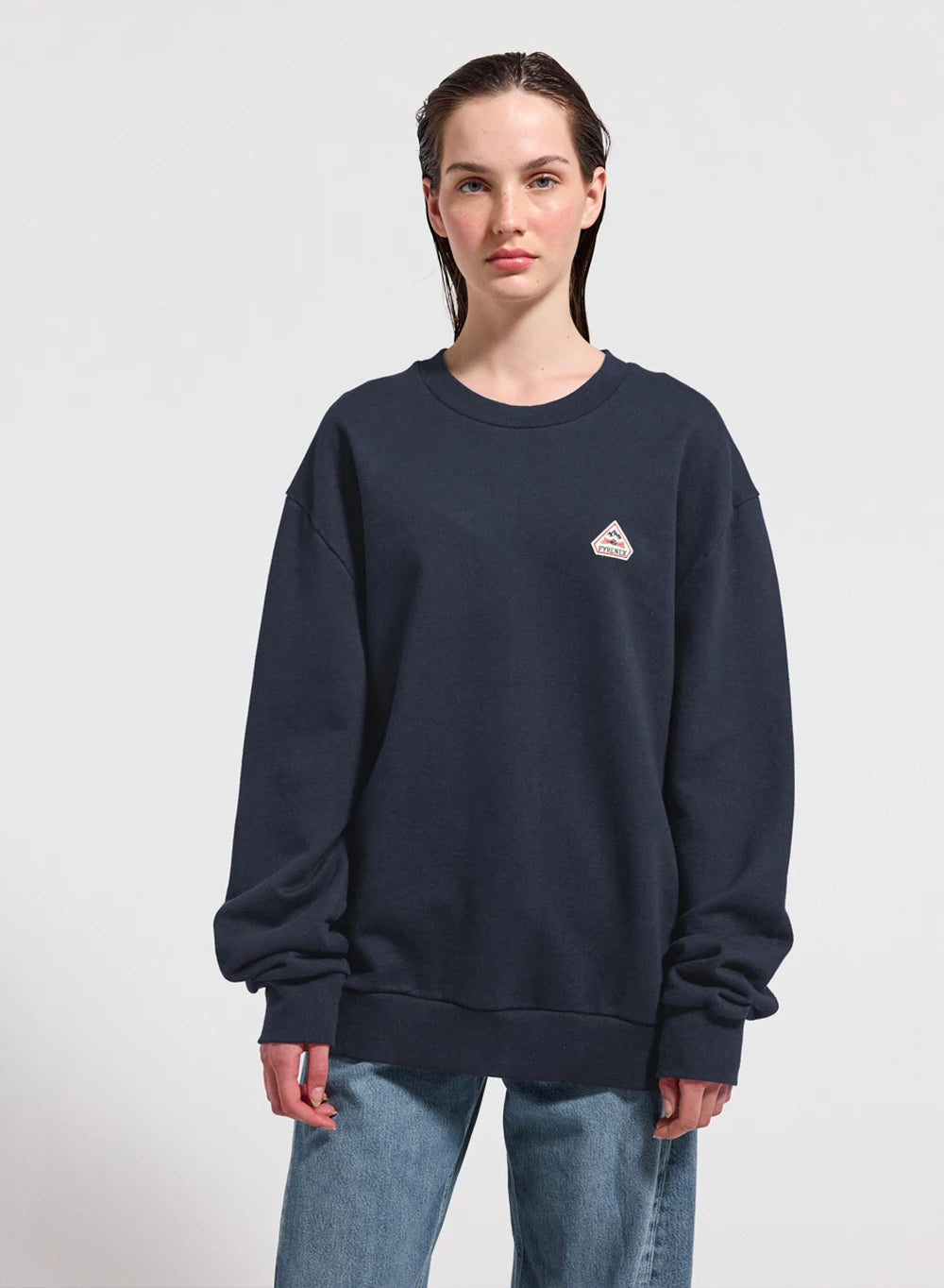 Unisex round-neck organic cotton sweatshirt Pyrenex Phase navy blue