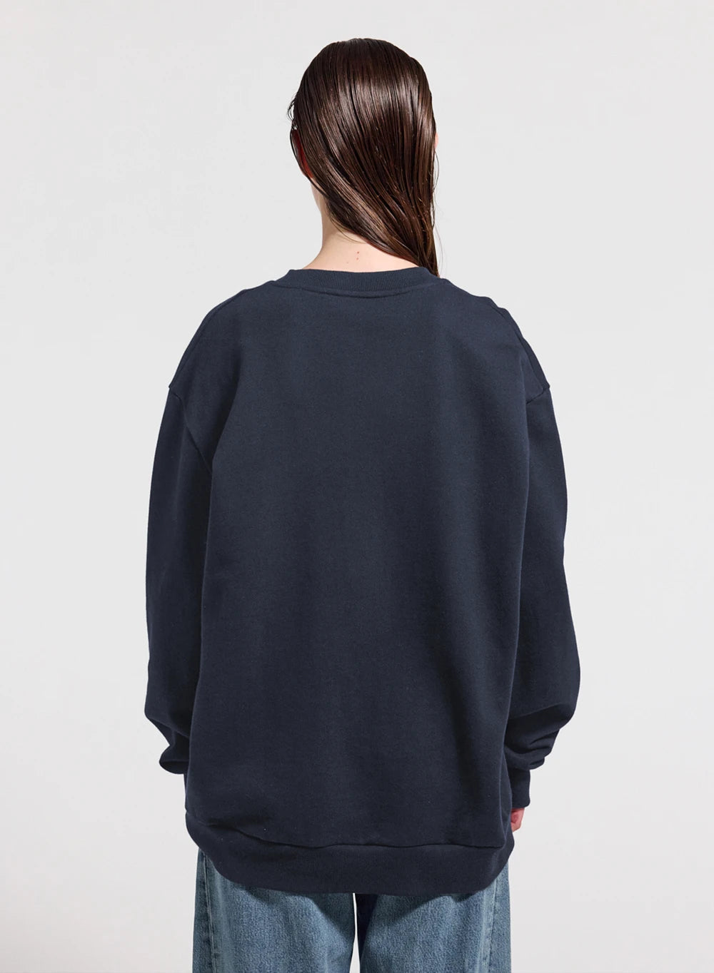 Unisex round-neck organic cotton sweatshirt Pyrenex Phase navy blue