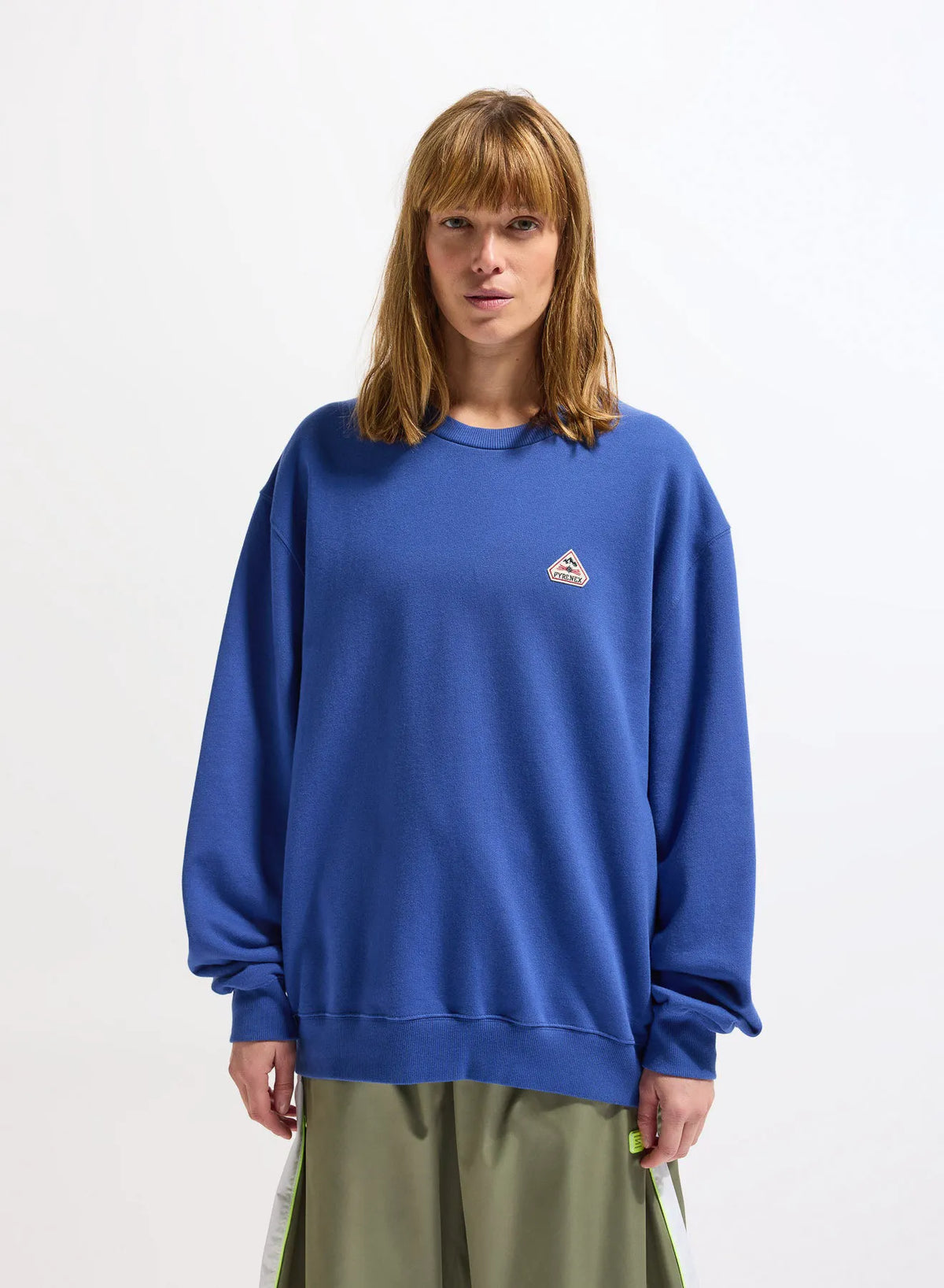 Pyrenex Phase unisex round-neck organic cotton sweatshirt in electric blue