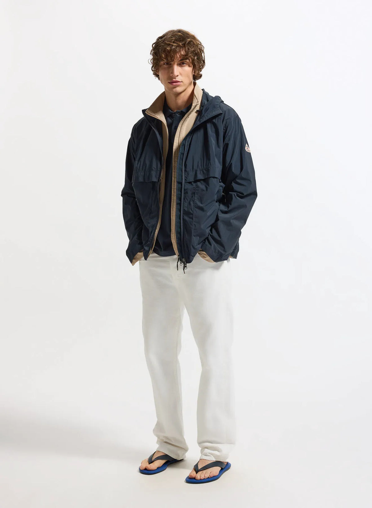 Unisex hooded windbreaker Pyrenex Soulere navy blue