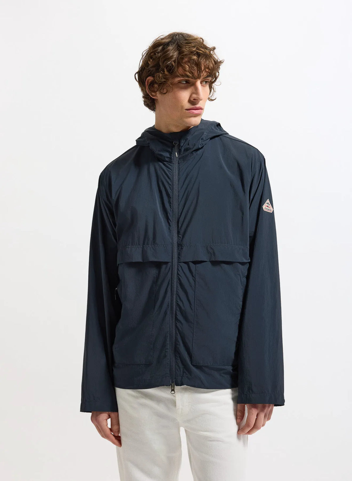 Unisex hooded windbreaker Pyrenex Soulere navy blue