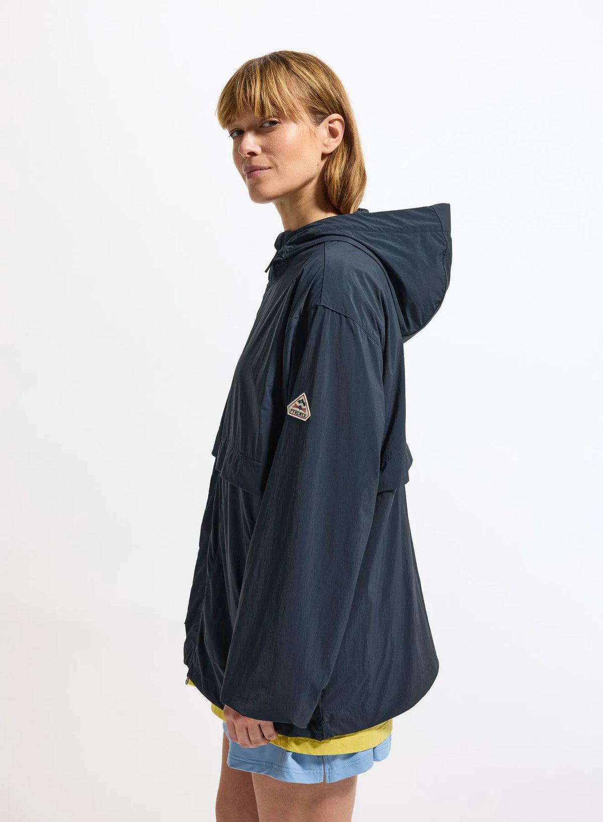 Unisex hooded windbreaker Pyrenex Soulere navy blue