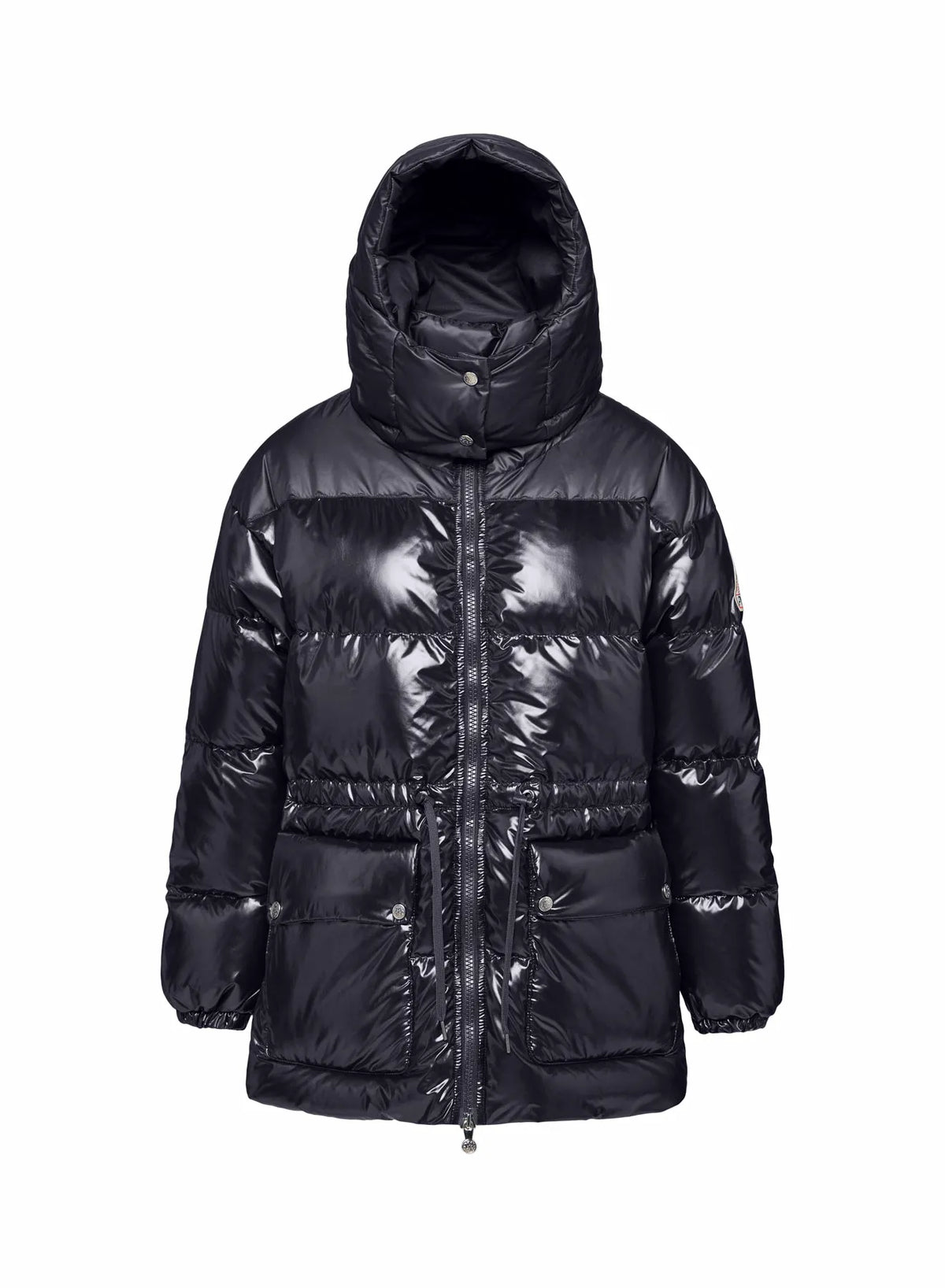 Shiny hooded women's down jacket Pyrenex Alexa black