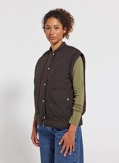 Women's lightweight sleeveless down jacket Pyrenex Ritzy dark brown