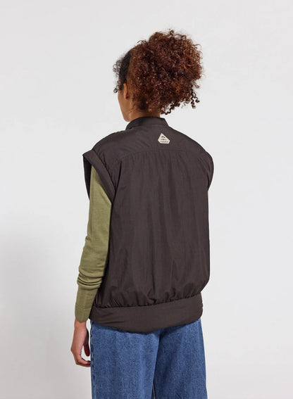 Women's lightweight sleeveless down jacket Pyrenex Ritzy dark brown
