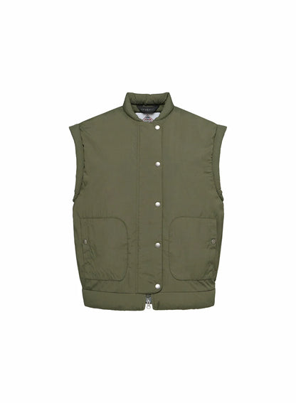 Lightweight sleeveless women's down jacket Pyrenex Ritzy dark khaki