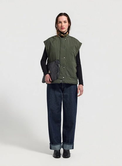 Lightweight sleeveless women's down jacket Pyrenex Ritzy dark khaki