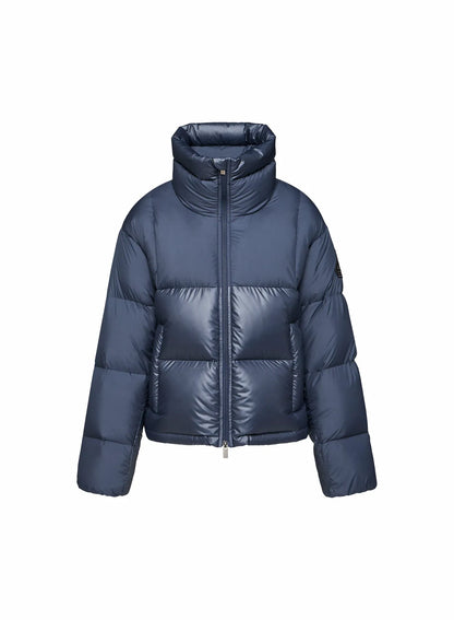 Pyrenex Cezy short women's down jacket made in Saint Sever in dark blue