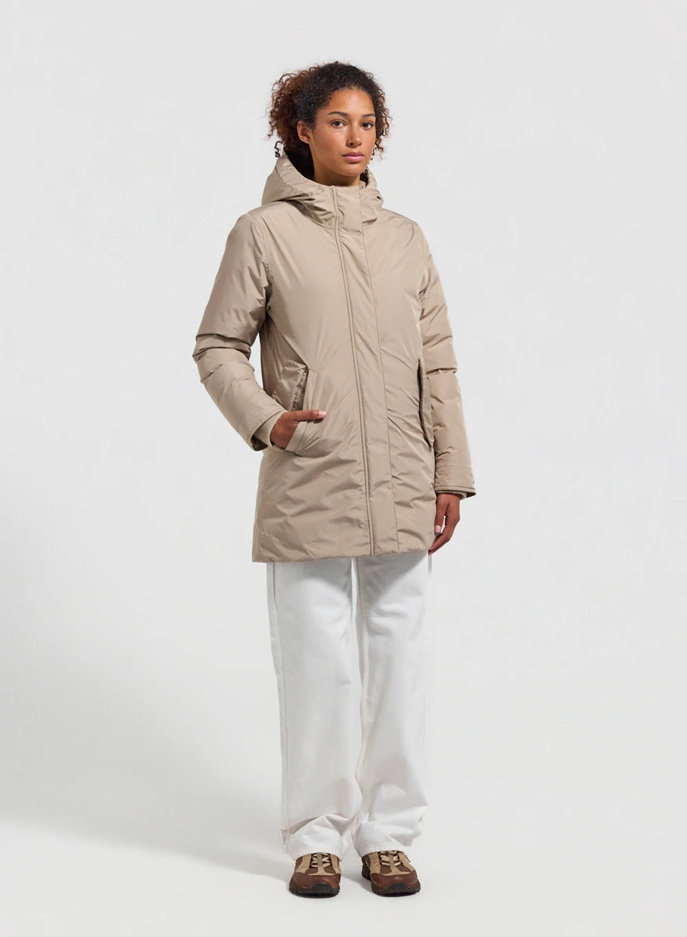 Pyrenex Easy beige women's waterproof parka in natural down