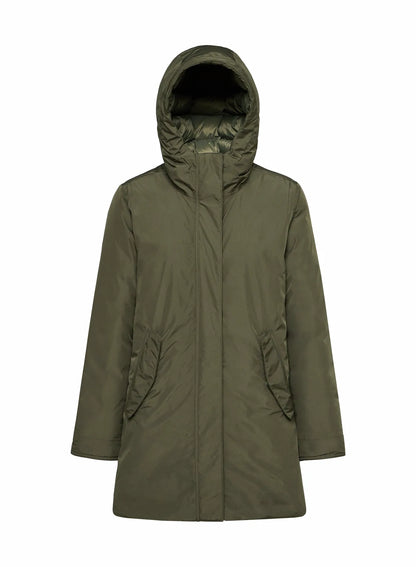 Pyrenex Easy khaki women's waterproof parka in natural down