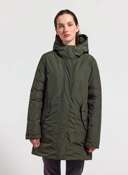 Pyrenex Easy khaki women's waterproof parka in natural down