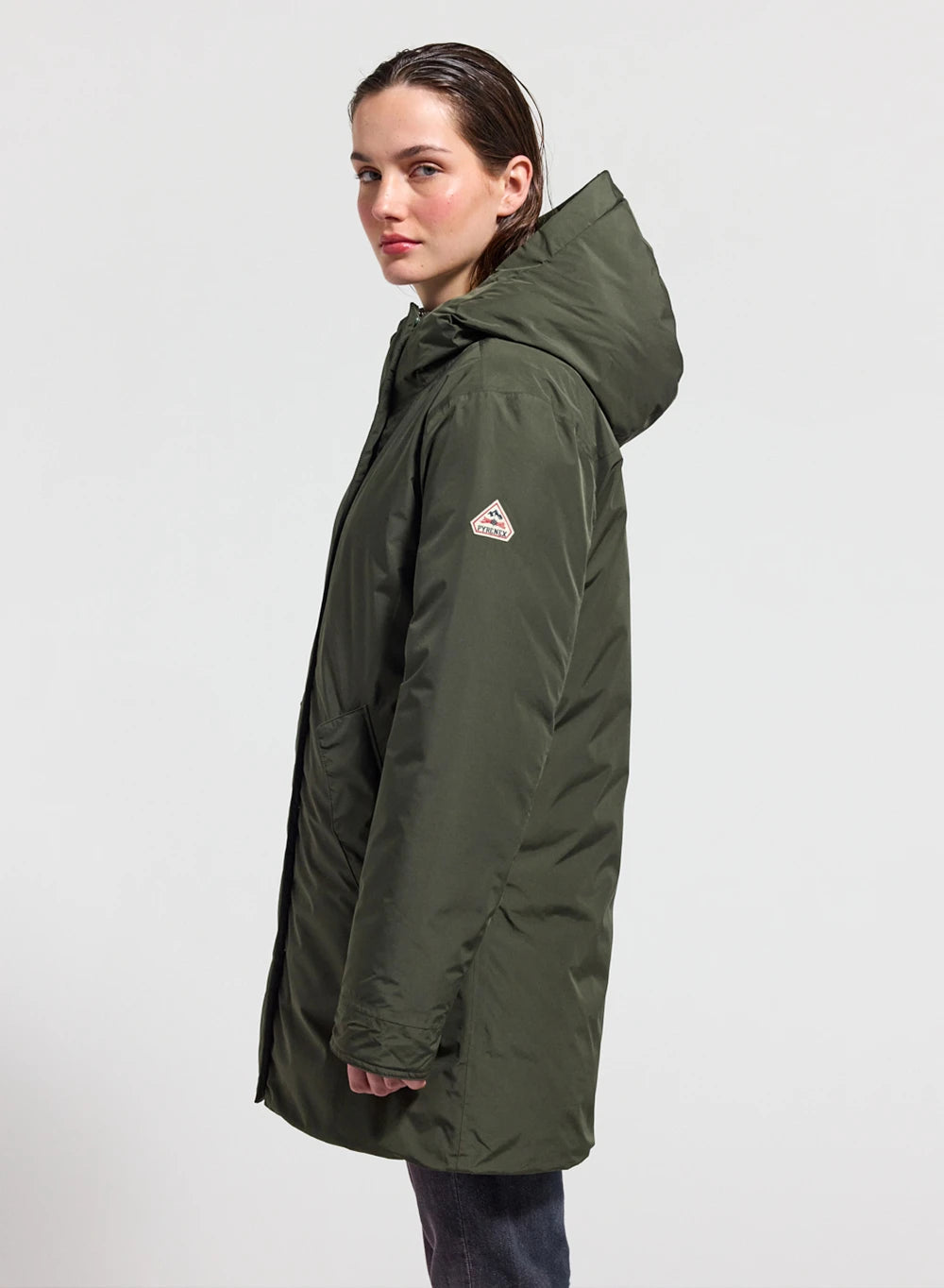 Pyrenex Easy khaki women's waterproof parka in natural down