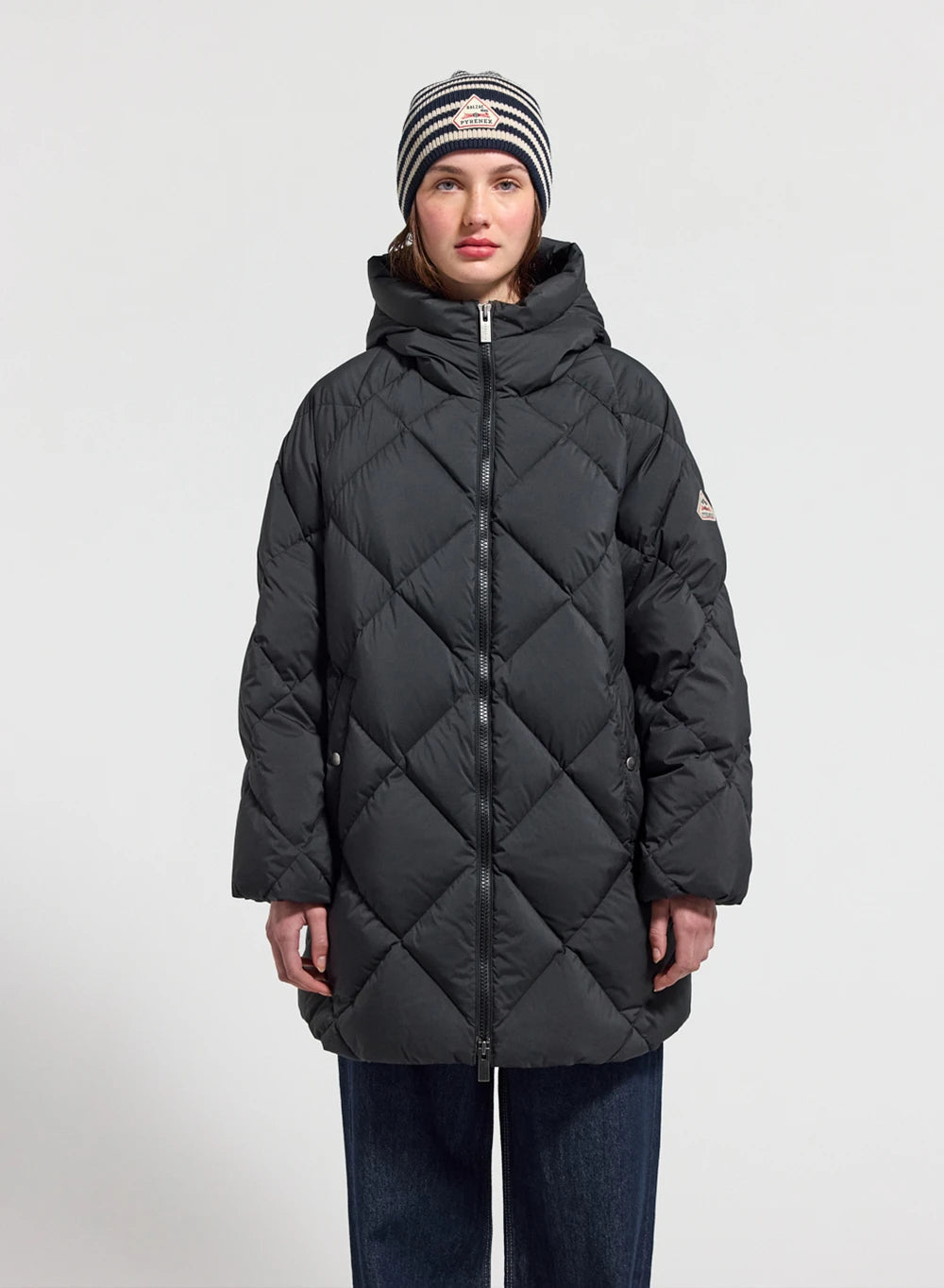 Pyrenex Adele Parka long hooded women's down jacket in black