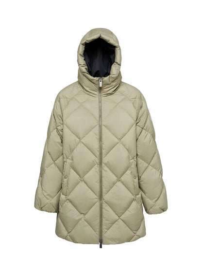 Long hooded women's down jacket Pyrenex Adele Parka light khaki
