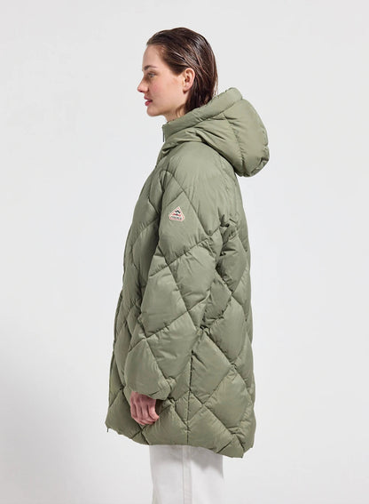 Long hooded women's down jacket Pyrenex Adele Parka light khaki