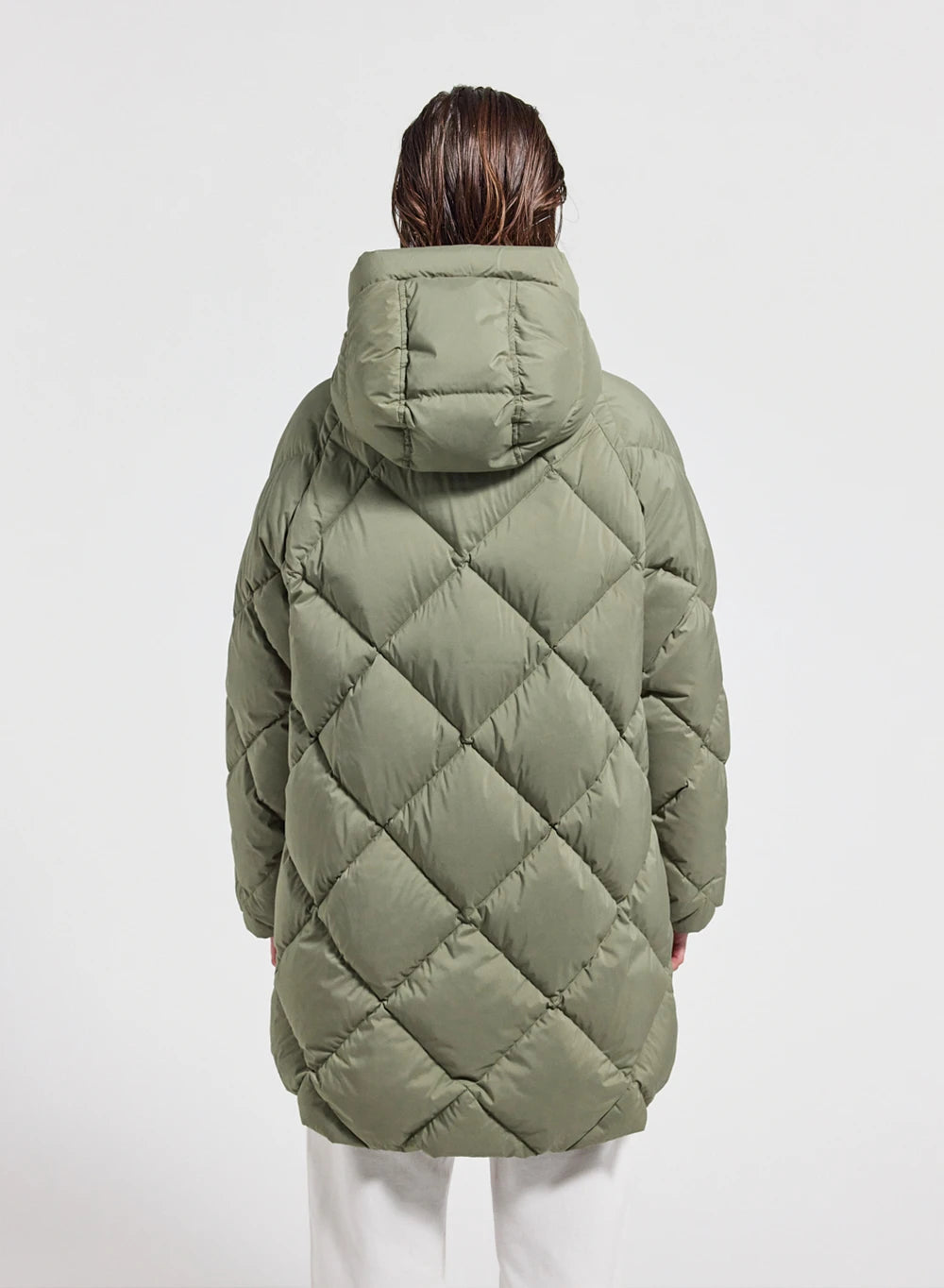 Long hooded women's down jacket Pyrenex Adele Parka light khaki