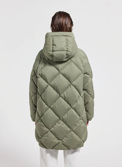 Long hooded women's down jacket Pyrenex Adele Parka light khaki
