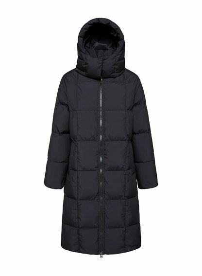 Long hooded winter women's down jacket Mystery black
