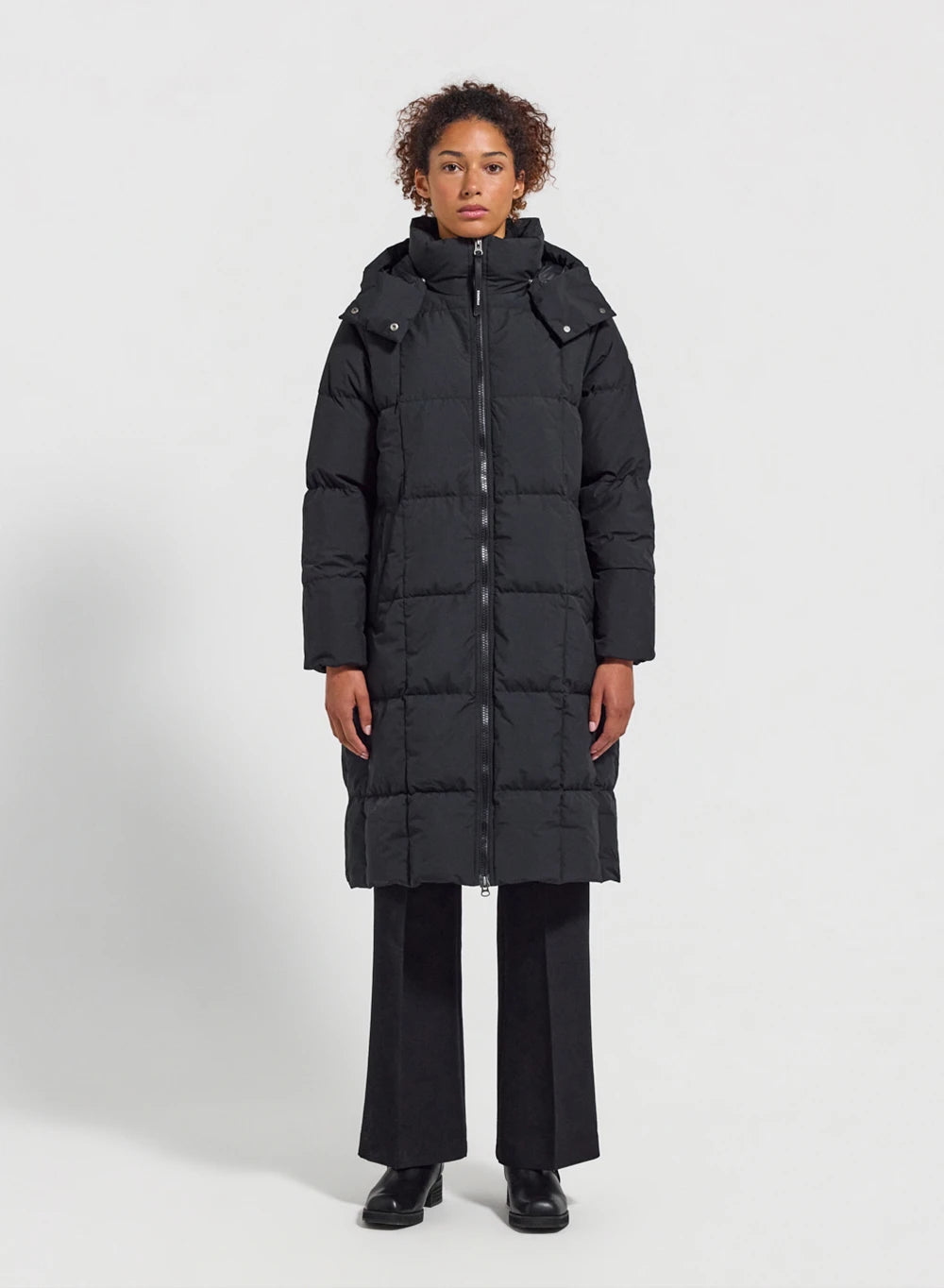 Long hooded winter women's down jacket Mystery black