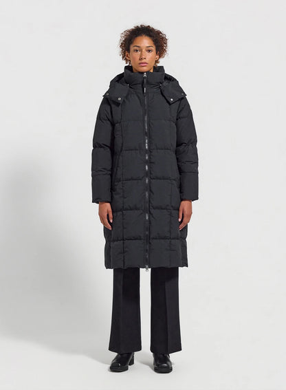Long hooded winter women's down jacket Mystery black