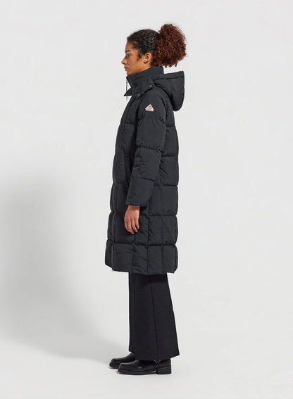 Long hooded winter women's down jacket Mystery black