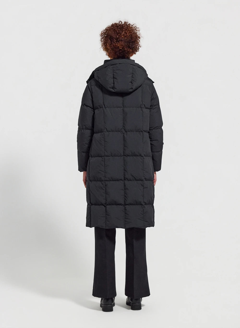 Long hooded winter women's down jacket Mystery black