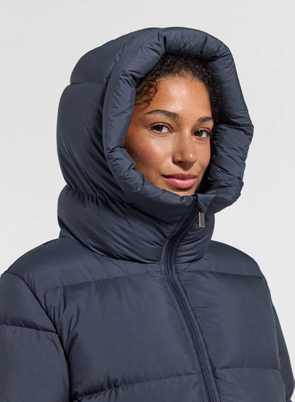 Pyrenex women's mid-length down jacket, Colibri, made in Saint Sever, dark blue