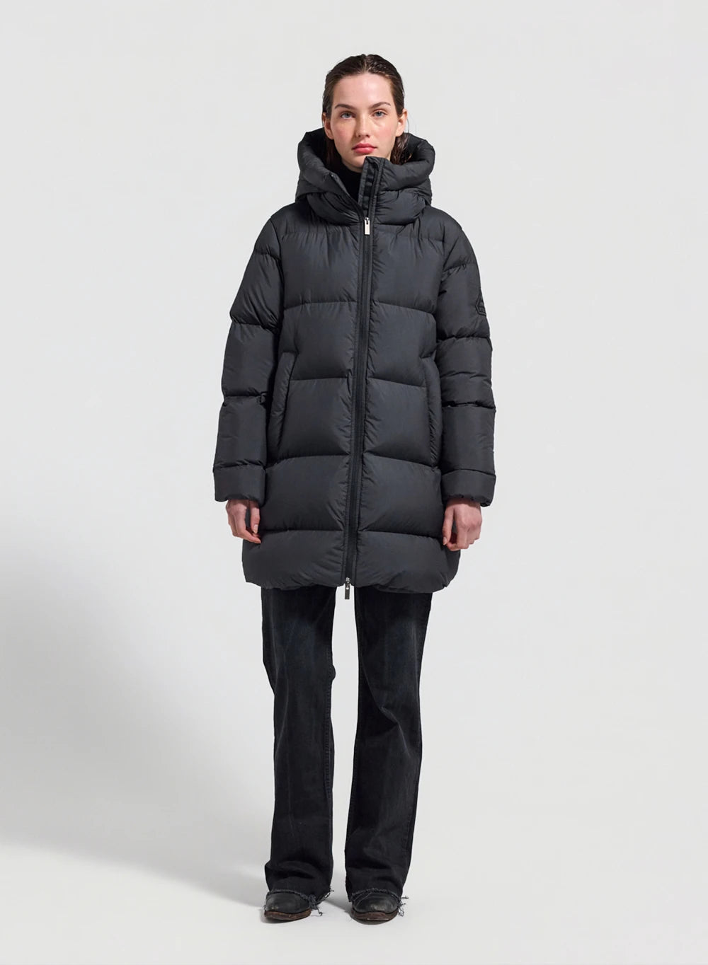 Mid-length Pyrenex women's down jacket Colibri made in Saint-Sever black