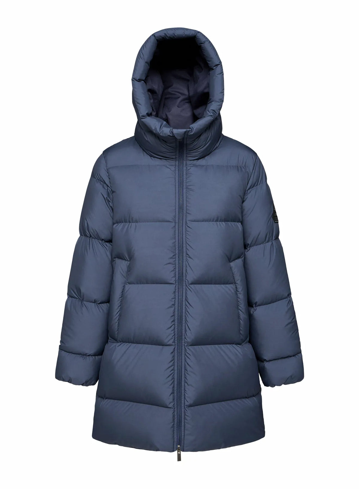Pyrenex women's mid-length down jacket, Colibri, made in Saint Sever, dark blue