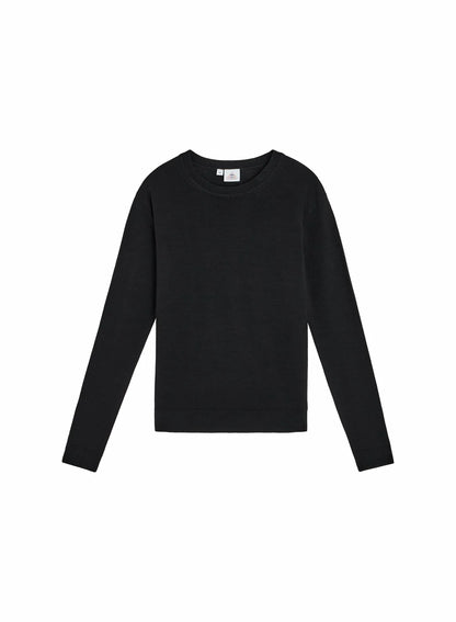 Fine crew-neck merino wool women's jumper Mysig black