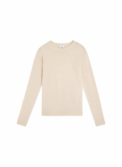 Fine crew-neck merino wool women's jumper Mysig cream