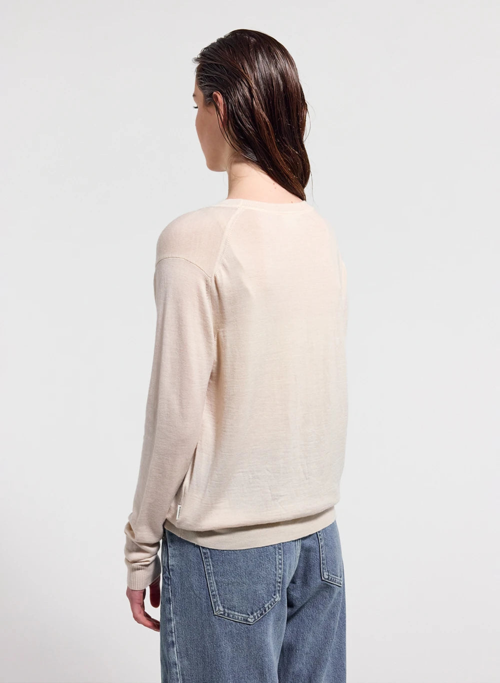 Fine crew-neck merino wool women's jumper Mysig cream