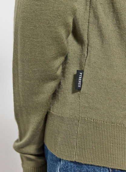 Fine crew-neck merino wool women's jumper Mysig khaki