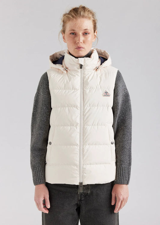 Pyrenex Spoutnic sleeveless women's down jacket with removable hood chalk