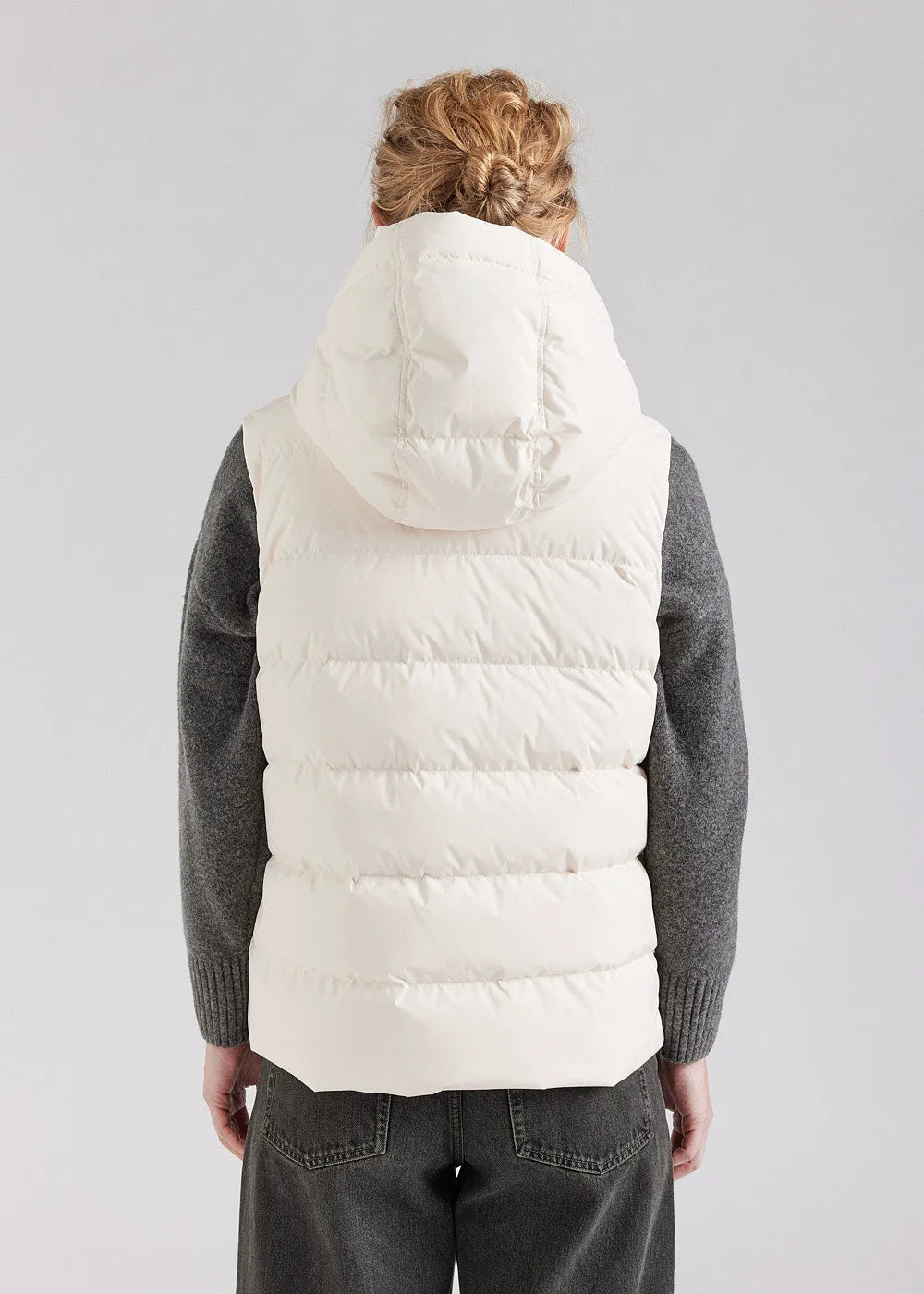 Pyrenex Spoutnic sleeveless women's down jacket with removable hood chalk