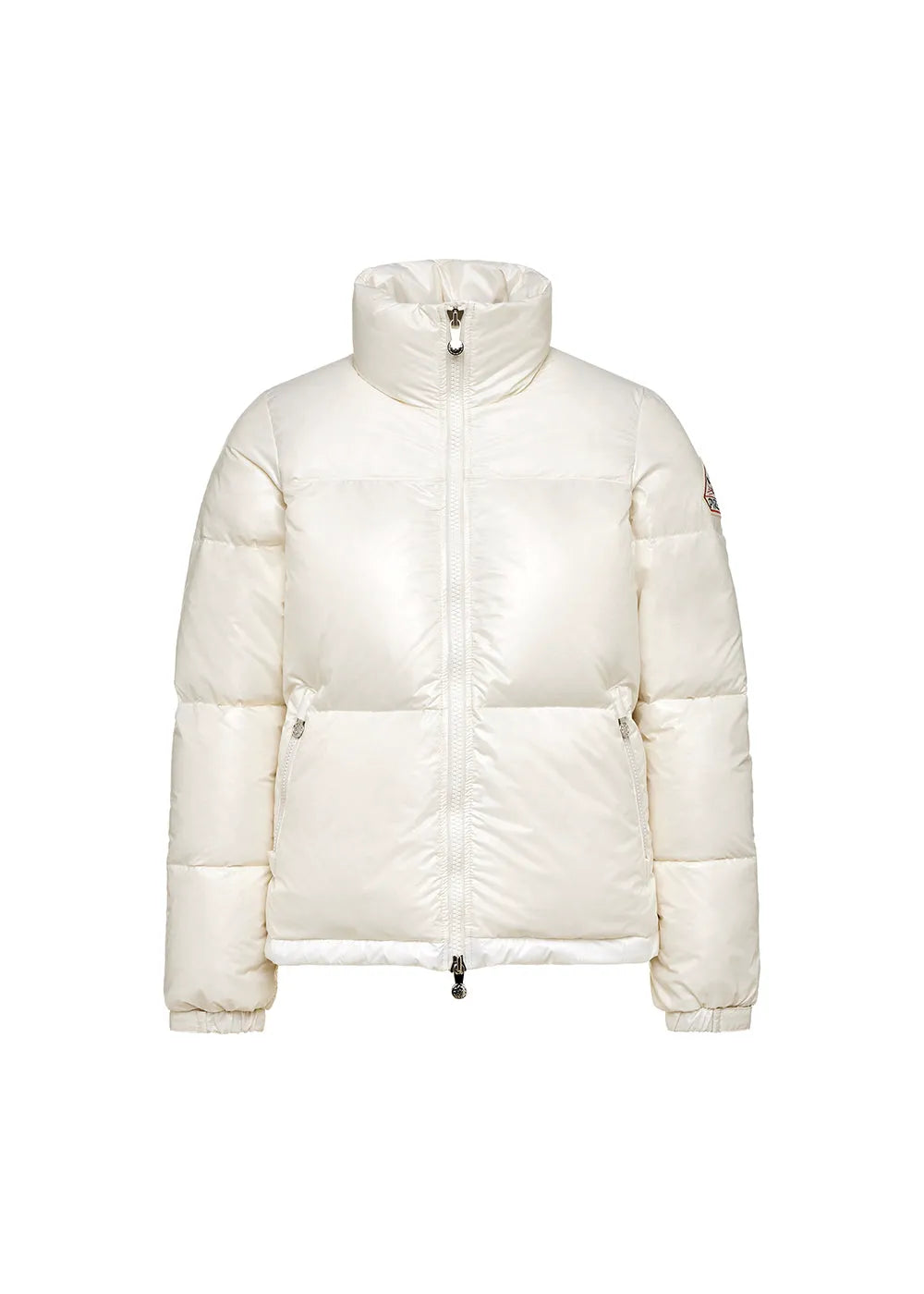 Short glossy down jacket for women Pyrenex Goldin Chalk