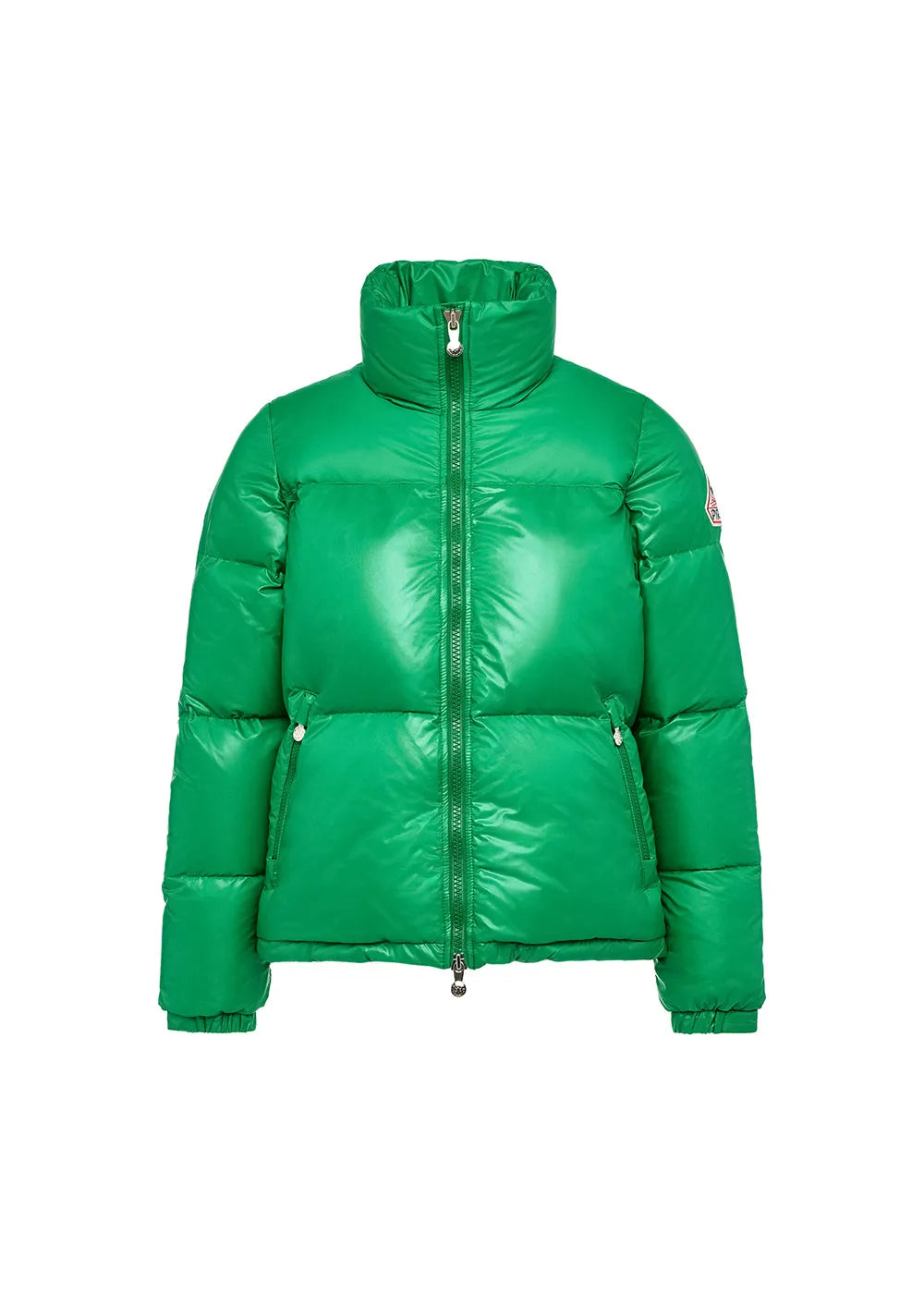 Short glossy down jacket for women Pyrenex Goldin Green