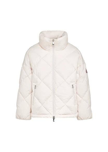 Pyrenex Adele oversize women's down jacket with wraparound collar Chalk