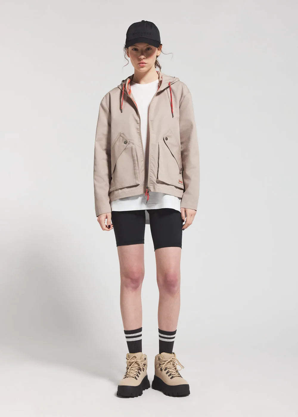Lightweight hooded jacket for women Pyrenex Waterfall beige