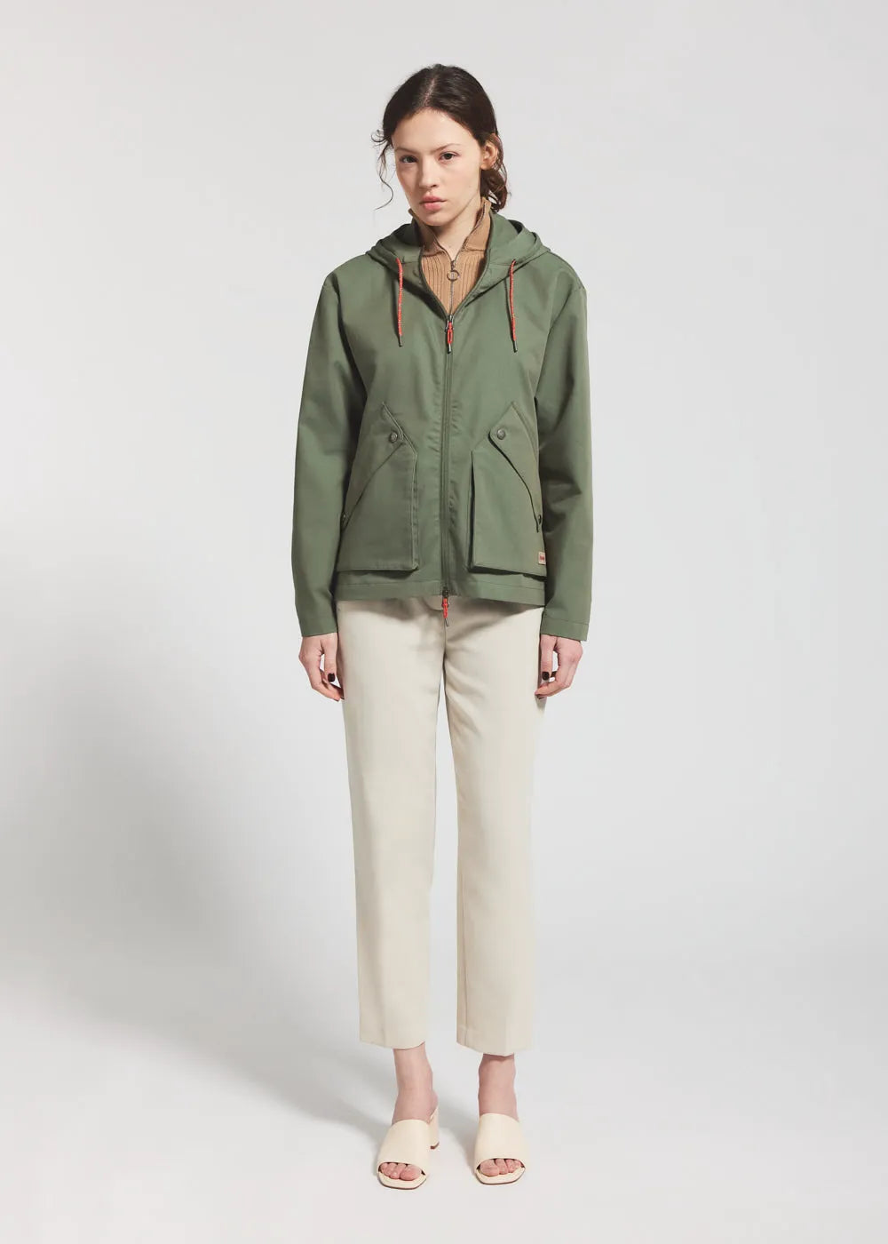 Women's lightweight hooded jacket Pyrenex Waterfall khaki