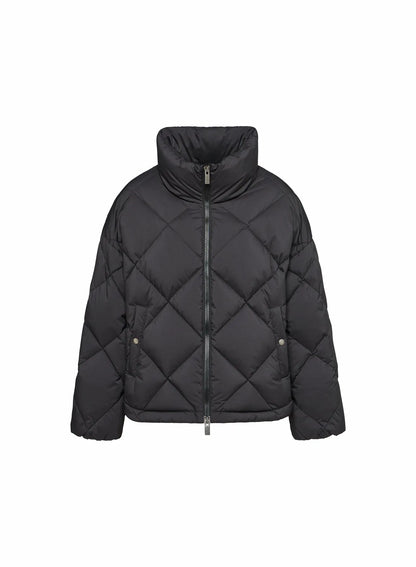 Pyrenex Adele women's oversize down jacket with wraparound collar in black