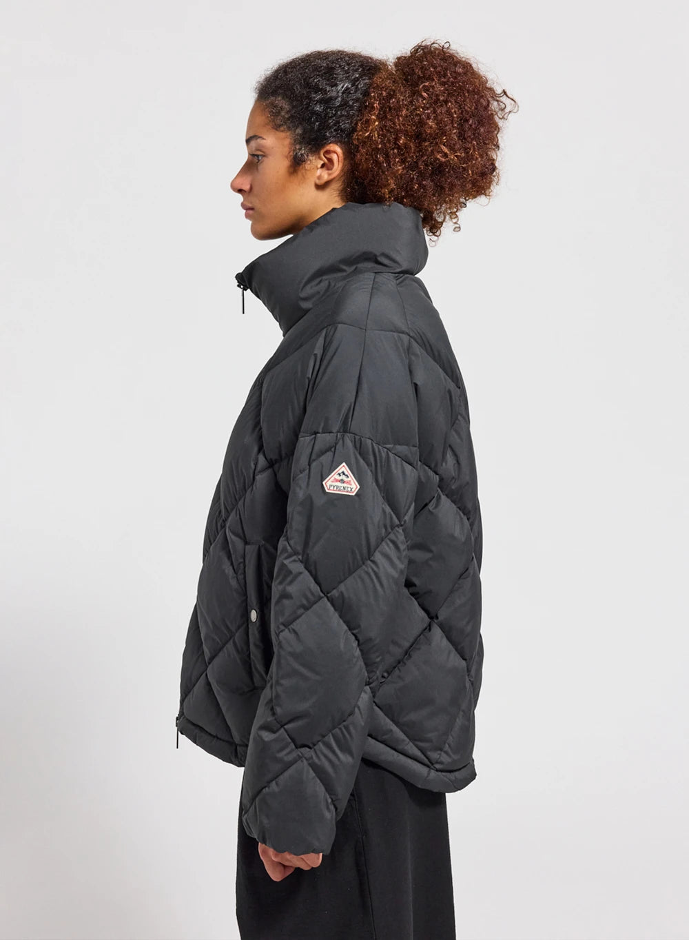 Pyrenex Adele women's oversize down jacket with wraparound collar in black